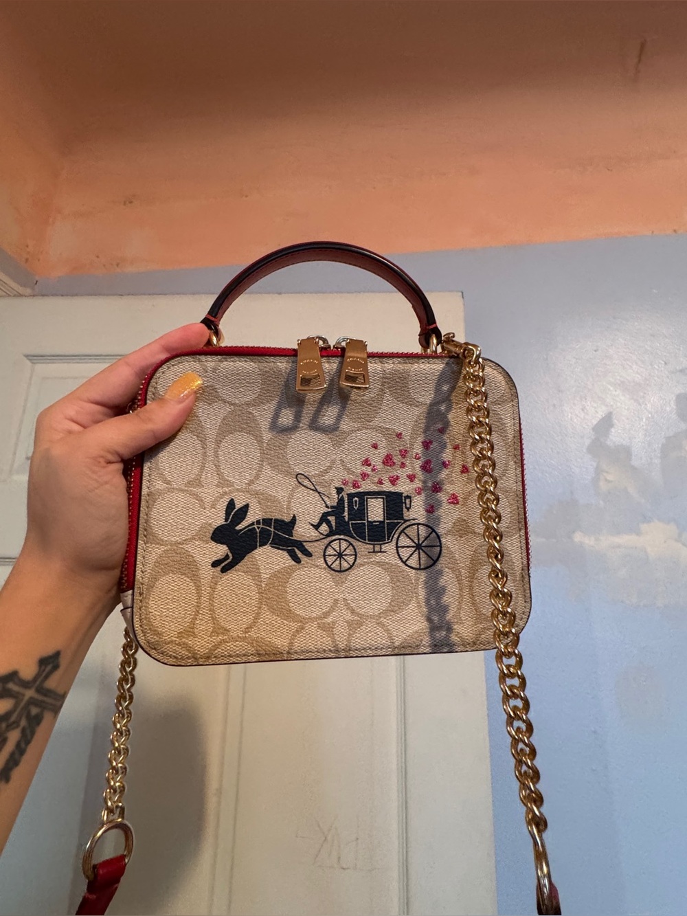 Coach 2023 Lunar New Year Box Crossbody Signature Canvas w/ Rabbit & Carraige